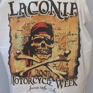 Laconia NH Motorcycle week 2007 cool Pirate graphic on the back cotton tank XL